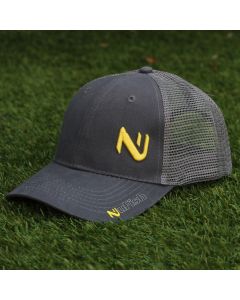 NuFish Cap - Grey - Raised Yellow Logo - Vented Mesh